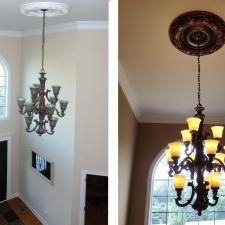 Before and after meledallion and glass globes makeover